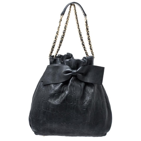 Carolina Herrera Handbags - SOLD🤩Carolina Herrera Embossed Leather Bow Bucket